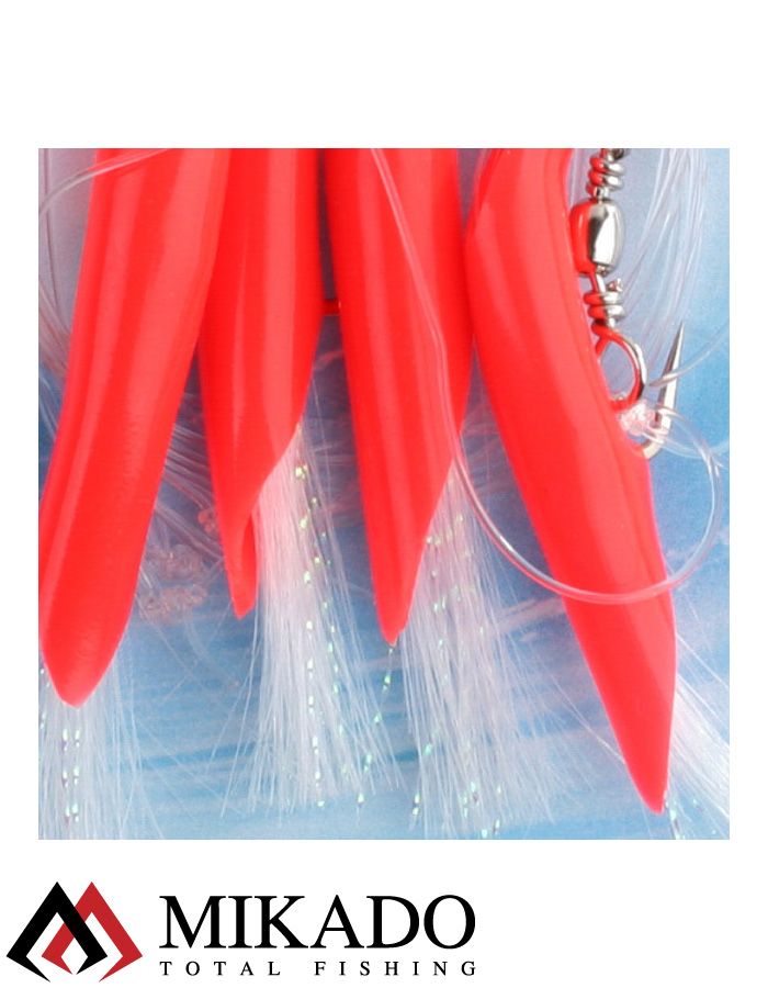 Морская оснастка Mikado HAIR TUBE RIG, крючок № 1/0 RED/WHITE