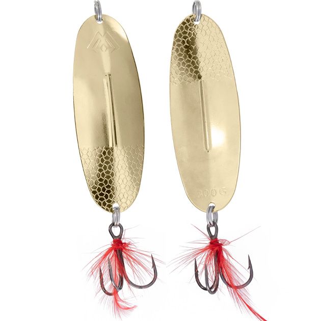 Блесна колеблющаяся Mikado SHALLOW MONSTER 30 г., 10 см., GOLD, с красной мушкой