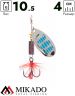 Блесна вращающаяся Mikado HYPNOTIC №4, 10.5 г., SILVER BLUE, с красной кисточкой, тройник BKK