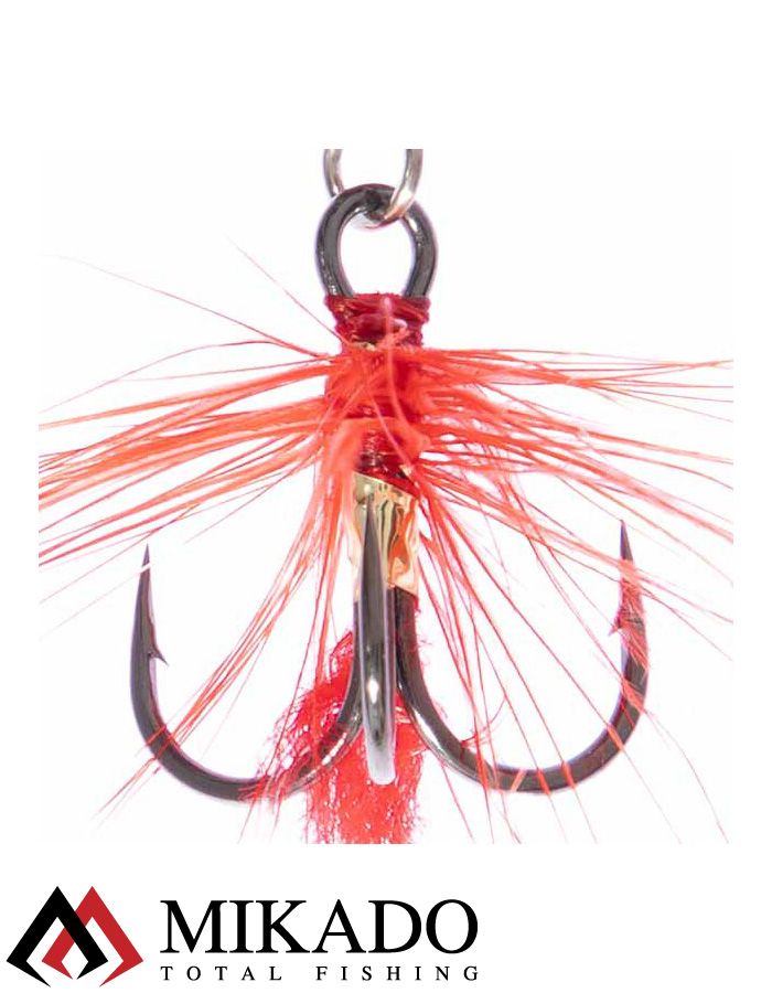 Блесна вращающаяся Mikado HYPNOTIC №4, 10.5 г., SILVER BLUE, с красной кисточкой, тройник BKK