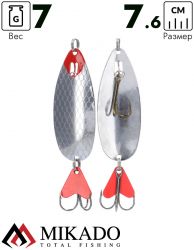 Блесна колеблющаяся Mikado HUNTER №1, 7 г., 7.6 см., серебро