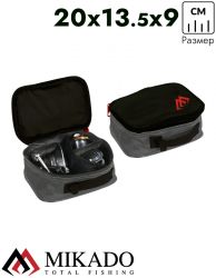 Сумка для рыболовных катушек Mikado R002B (20 х 13.5 х 9см.) чёрно-серая