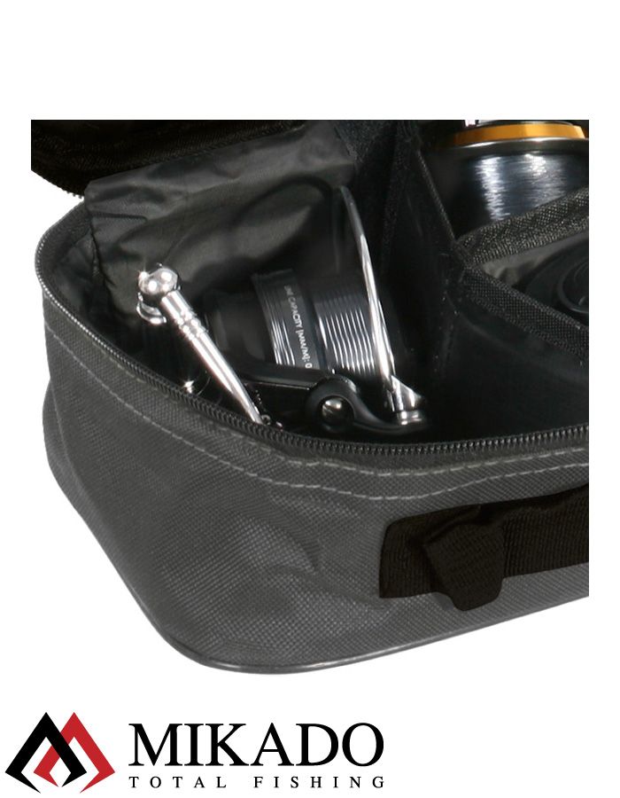 Сумка для рыболовных катушек Mikado R002B (20 х 13.5 х 9см.) чёрно-серая