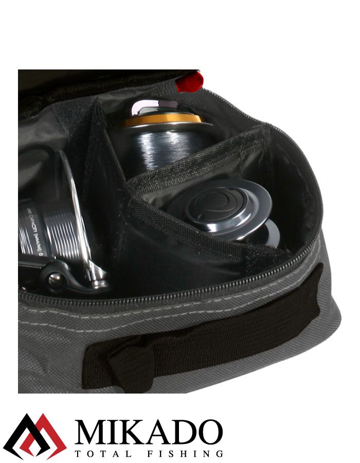 Сумка для рыболовных катушек Mikado R002B (20 х 13.5 х 9см.) чёрно-серая