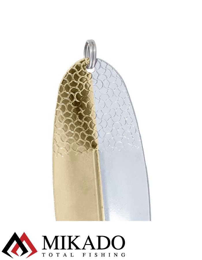 Блесна колеблющаяся Mikado SHALLOW MONSTER 30 г., 10 см., SILVER and GOLD, с красной мушкой