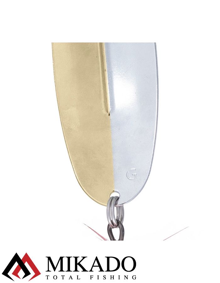 Блесна колеблющаяся Mikado SHALLOW MONSTER 30 г., 10 см., SILVER and GOLD, с красной мушкой