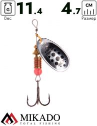 Блесна вращающаяся Mikado BLASTER №5, 11.4 г., серебро 11, длина лепестка 47 мм.