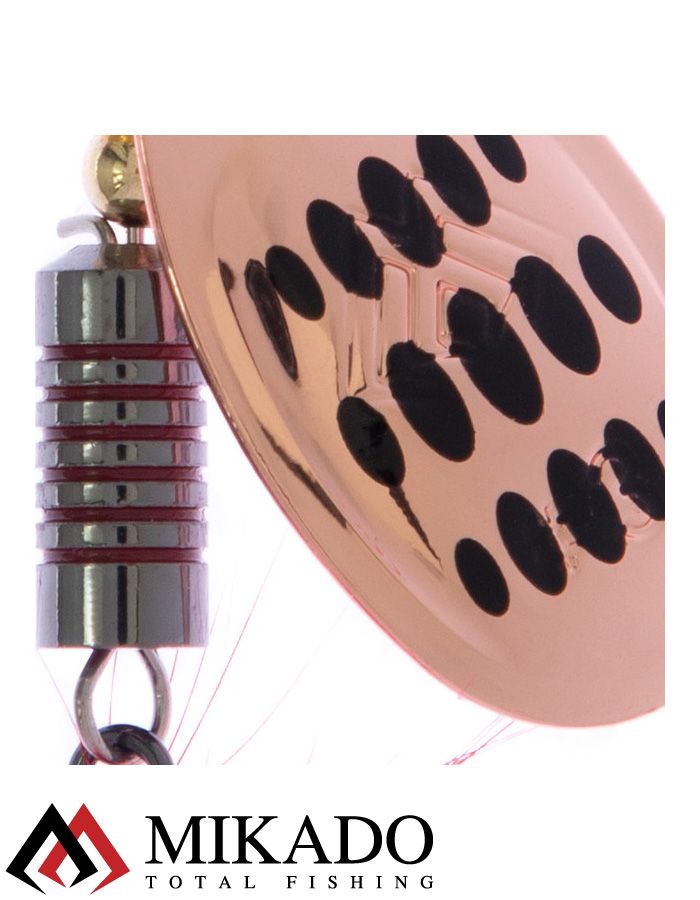 Блесна вращающаяся Mikado HYPNOTIC №5, 13.4 г., COOPER BLACK, с красной кисточкой, тройник BKK