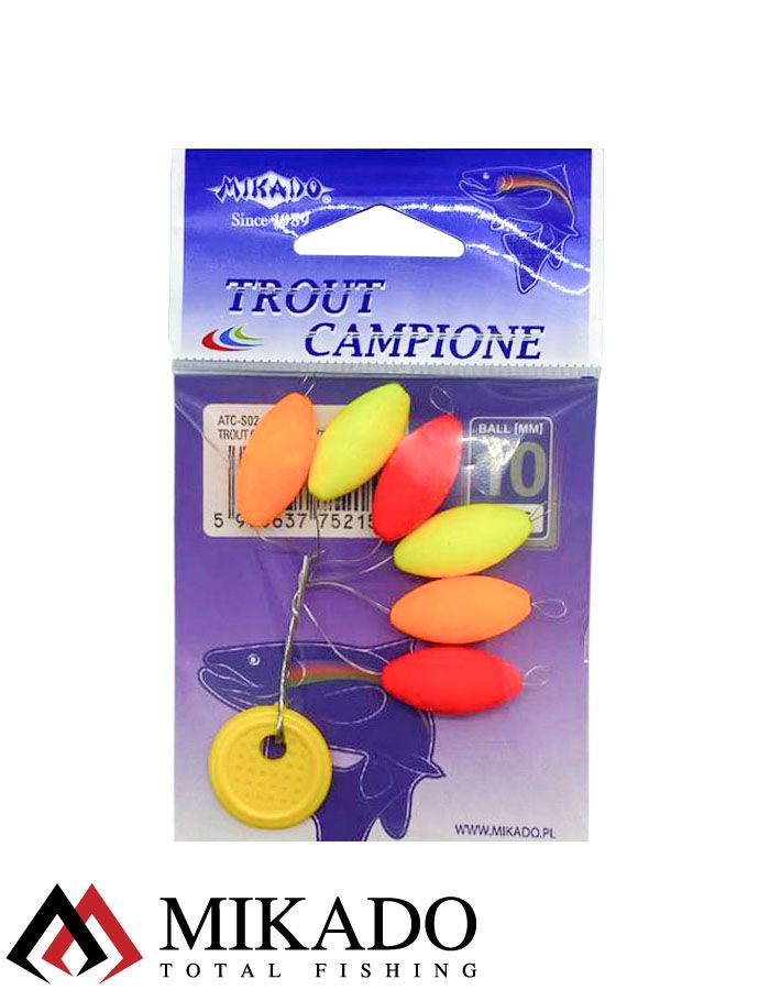 Буфер для сбирулино Mikado TROUT CAMPIONE овальные 10 мм.( 6 шт.)