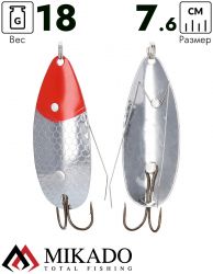 Блесна - незацепляйка колеблющаяся Mikado PIKE №1, 18 г., 7.6 см., серебро