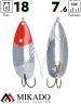 Блесна - незацепляйка колеблющаяся Mikado PIKE №1, 18 г., 7.6 см., серебро