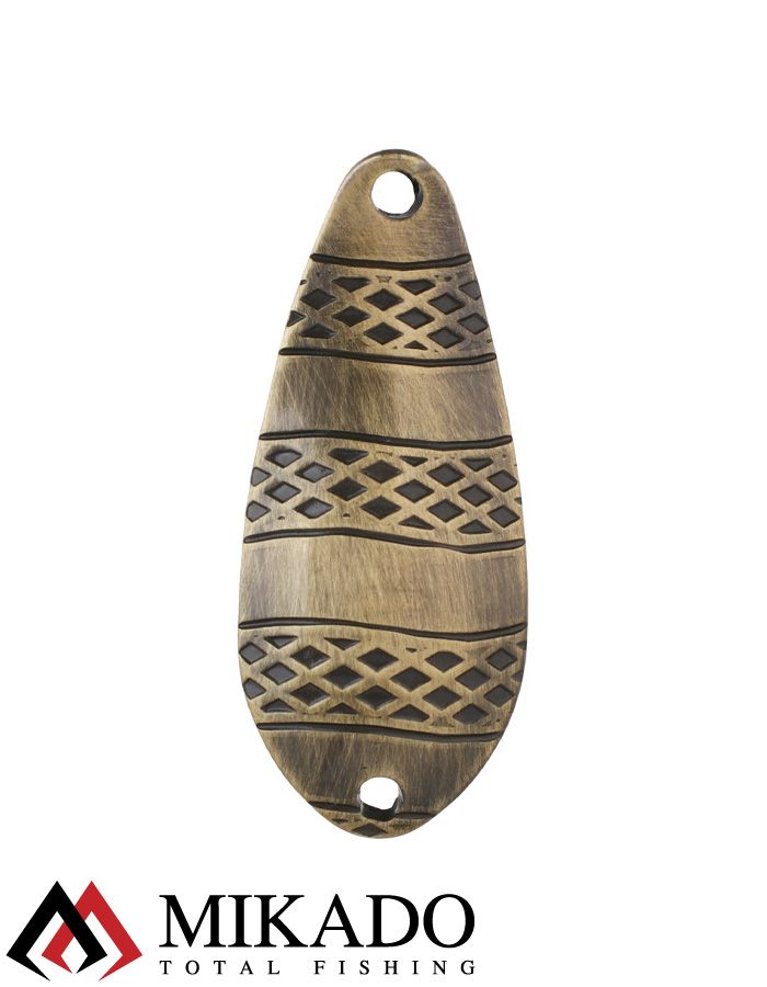 Блесна колеблющаяся Mikado STRIPE №3, 22 г., 6.7 см., состаренная латунь