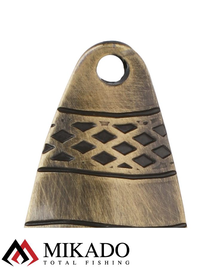 Блесна колеблющаяся Mikado STRIPE №3, 22 г., 6.7 см., состаренная латунь