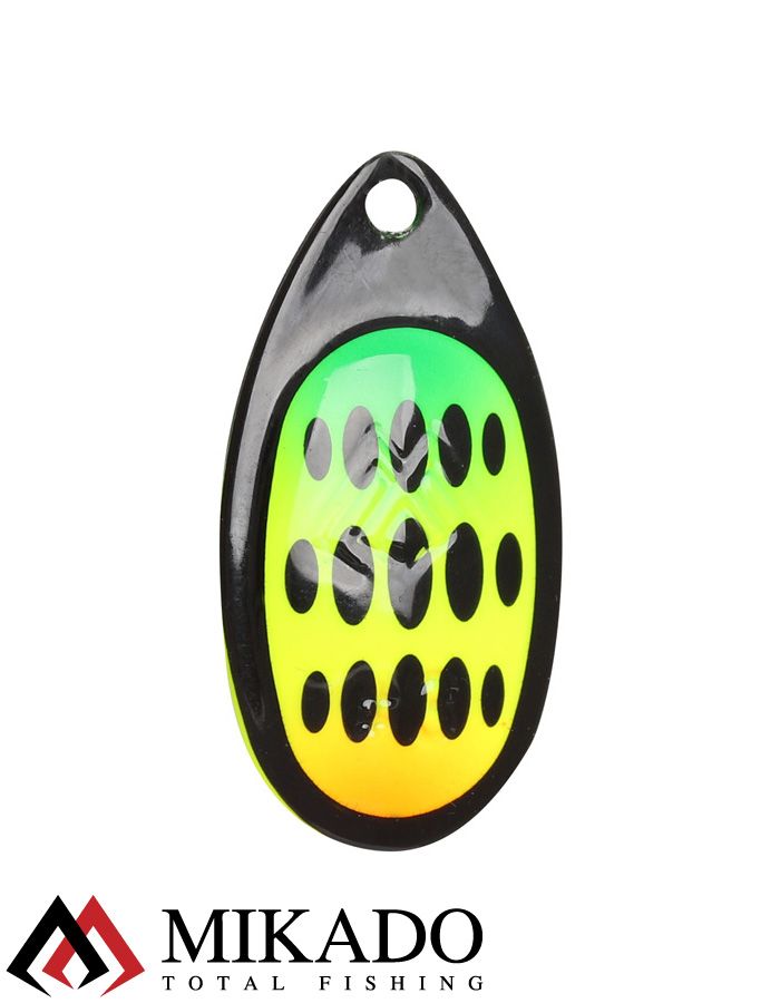 Блесна вращающаяся Mikado HYPNOTIC №5, 13.4 г., FIRETIGER, с красной кисточкой, тройник BKK