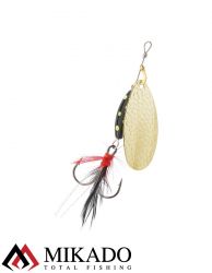 Блесна вращающаяся с кисточкой Mikado M-GRUB № 2, 7 г., GOLD/BLACK LEMON
