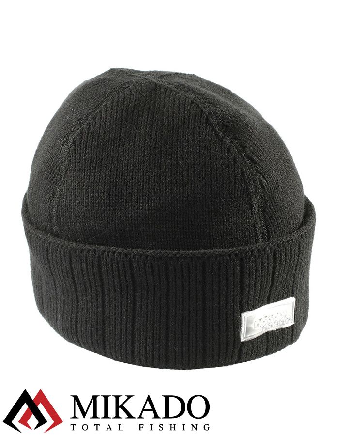 Шапка зимняя вязанная с фонариком 5 LED Mikado UM-ULED04 чёрная