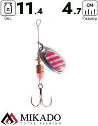 Блесна вращающаяся Mikado BLASTER №5, 11.4 г., серебро 22 HOLO, длина лепестка 47 мм.