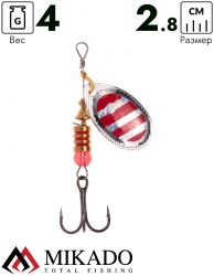 Блесна вращающаяся Mikado FOCUS №2, 4 г., серебро 22 HOLO, длина лепестка 28 мм.