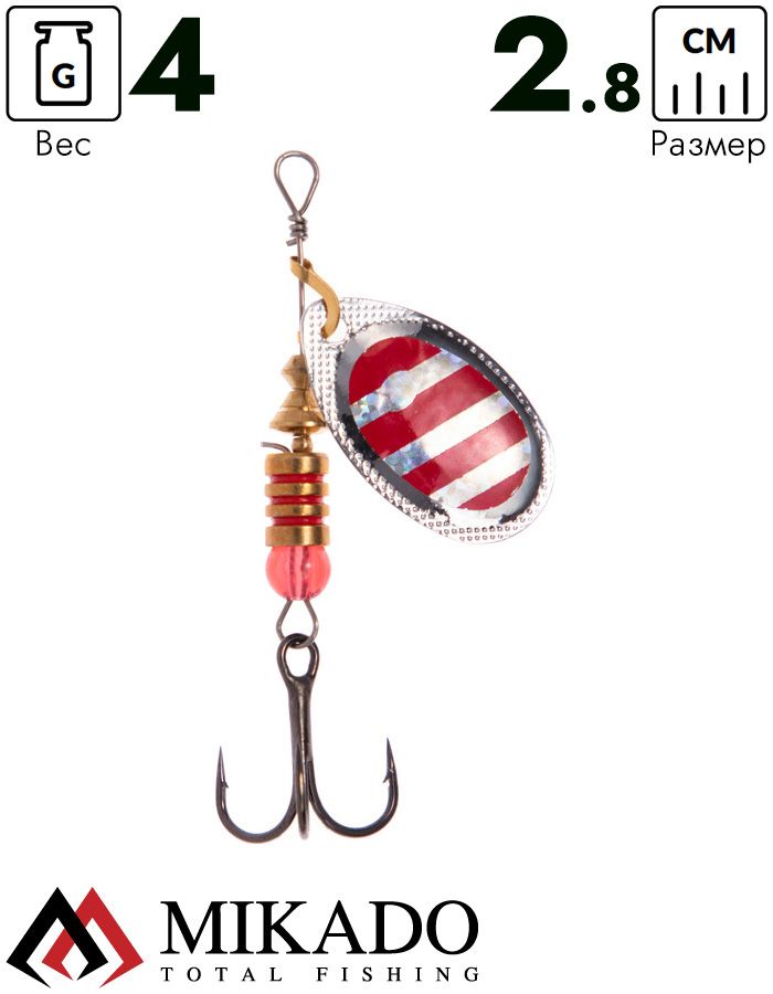 Блесна вращающаяся Mikado FOCUS №2, 4 г., серебро 22 HOLO, длина лепестка 28 мм.