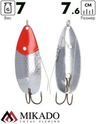 Блесна - незацепляйка колеблющаяся Mikado PIKE №1, 7 г., 7.6 см., серебро