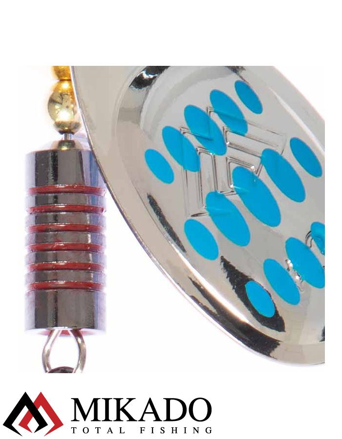 Блесна вращающаяся Mikado HYPNOTIC №5, 13.4 г., SILVER BLUE, с красной кисточкой, тройник BKK