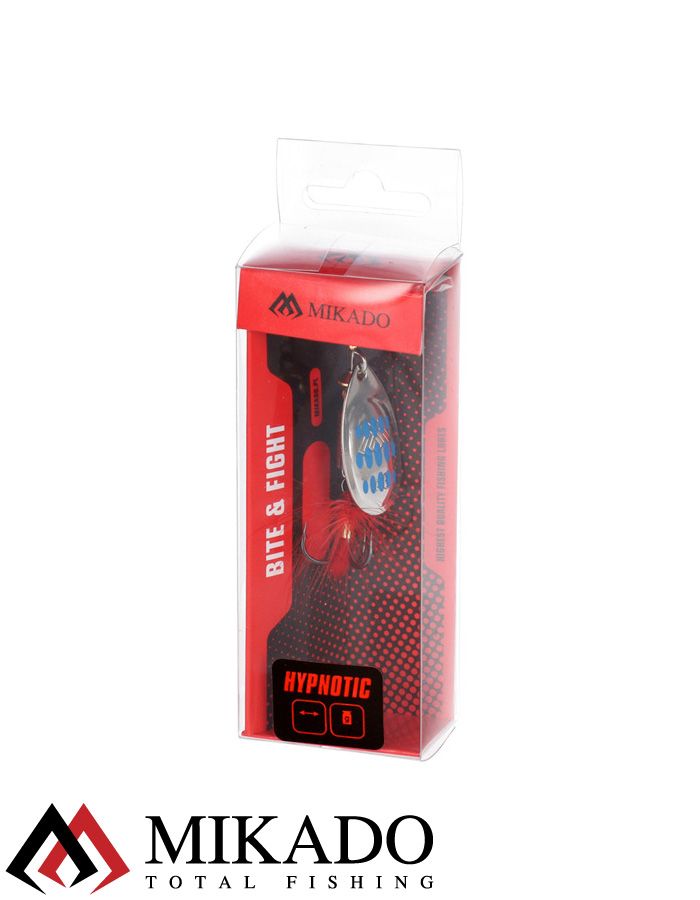 Блесна вращающаяся Mikado HYPNOTIC №5, 13.4 г., SILVER BLUE, с красной кисточкой, тройник BKK