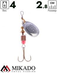 Блесна вращающаяся Mikado FOCUS №2, 4 г., серебро 25, длина лепестка 28 мм.