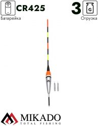 Поплавок с подсветкой Mikado MOVABLE LED 3 гр.(+2 батарейки) SMP-LED-03-3.0