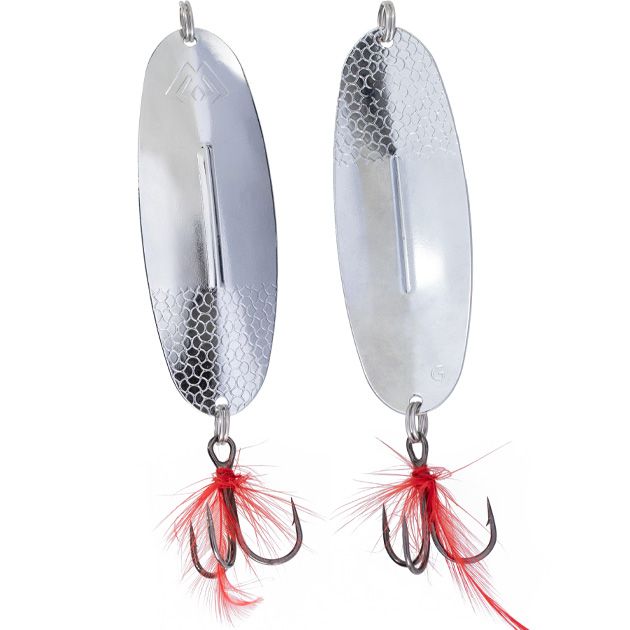 Блесна колеблющаяся Mikado SHALLOW MONSTER 51 г., 13 см., SILVER, с красной мушкой