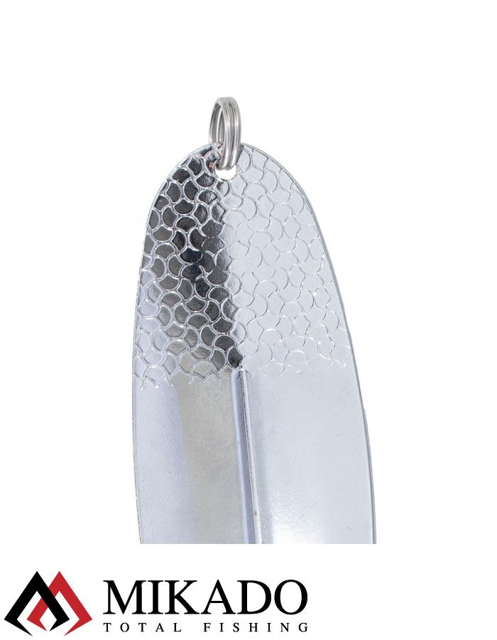 Блесна колеблющаяся Mikado SHALLOW MONSTER 51 г., 13 см., SILVER, с красной мушкой