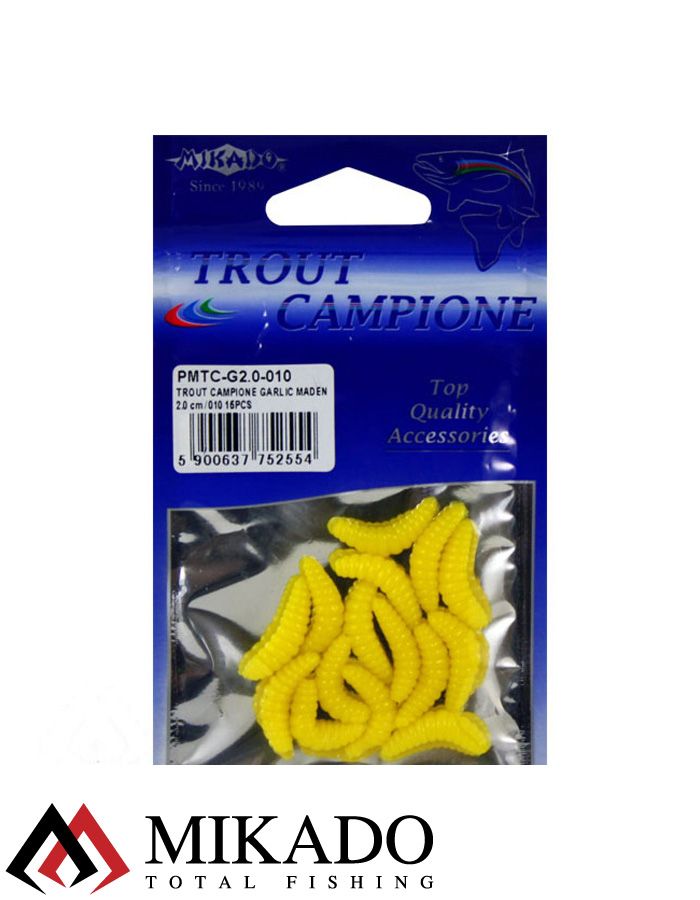 Личинка пчелы силиконовая Mikado TROUT CAMPIONE GARLIC (чеснок) 2.0 см., 0.37 г., 010 (15 шт.)