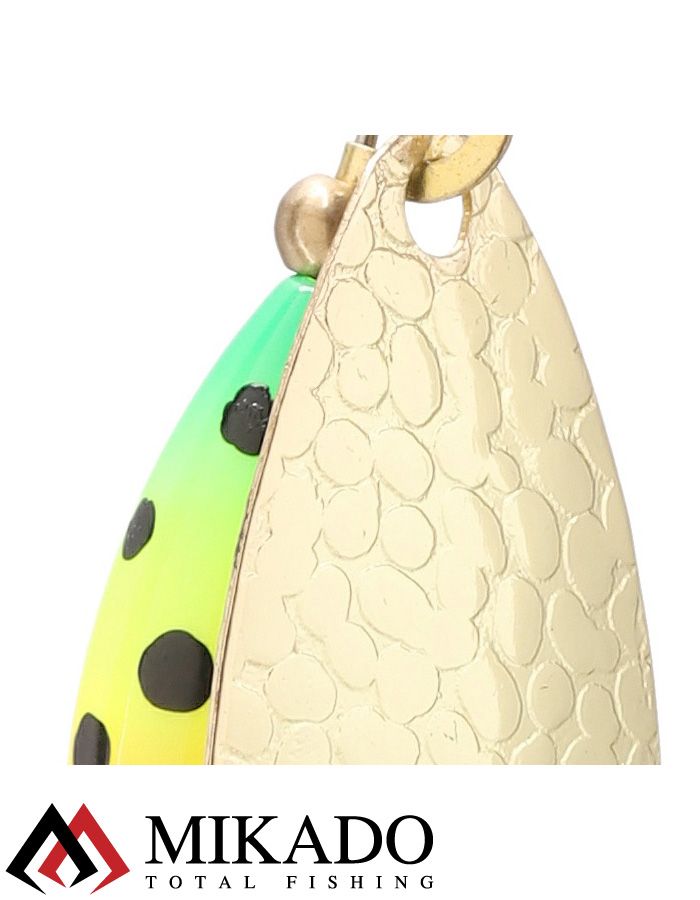 Блесна вращающаяся с кисточкой Mikado M-GRUB № 2, 7 г., GOLD/FIRETIGER