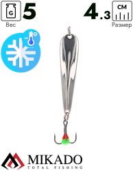 Блесна зимняя Mikado PMB-I23-4.3-01. 4,3 см./ 5 гр., серебро