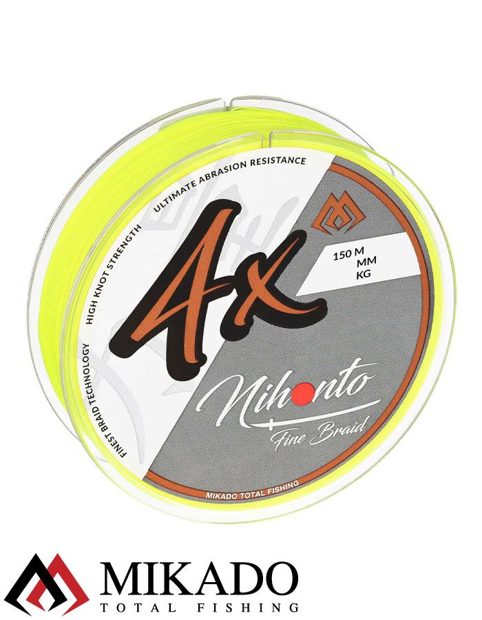 Плетеный шнур Mikado NIHONTO FINE BRAID 0,10 fluo (150 м) - 7.70 кг.