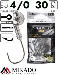 Джиг - головка Mikado NIHONTO BN 30 г., крючок № 4/0  ( 3 шт.)