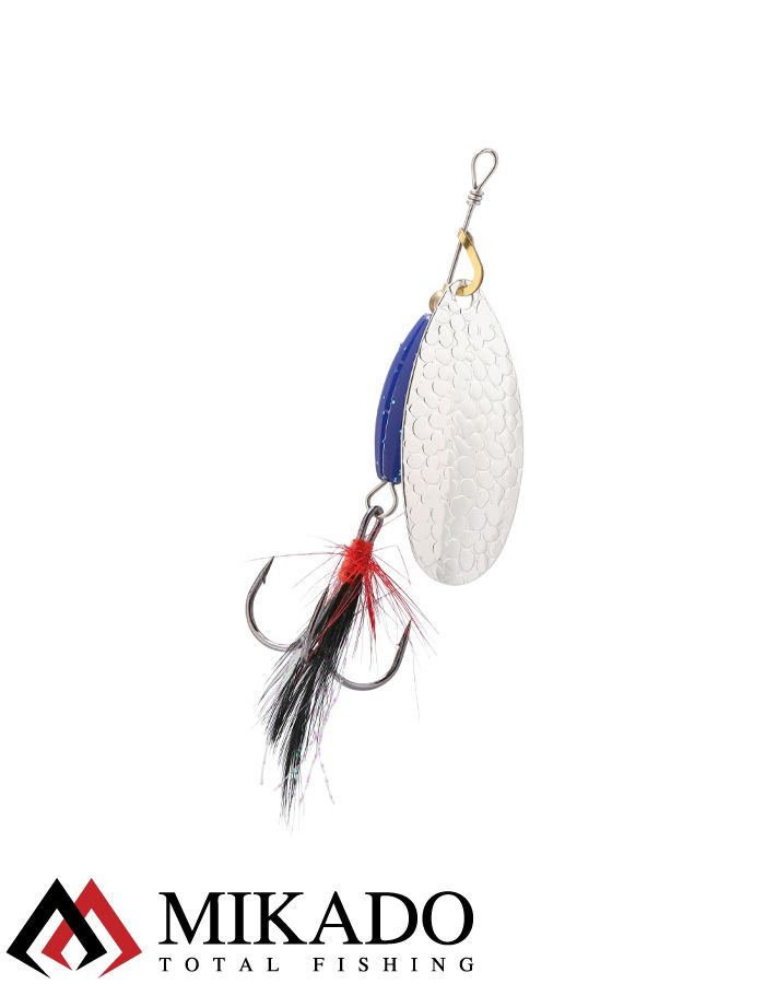Блесна вращающаяся с кисточкой Mikado M-GRUB № 2, 7 г., SILVER/BLUE KNIGHT