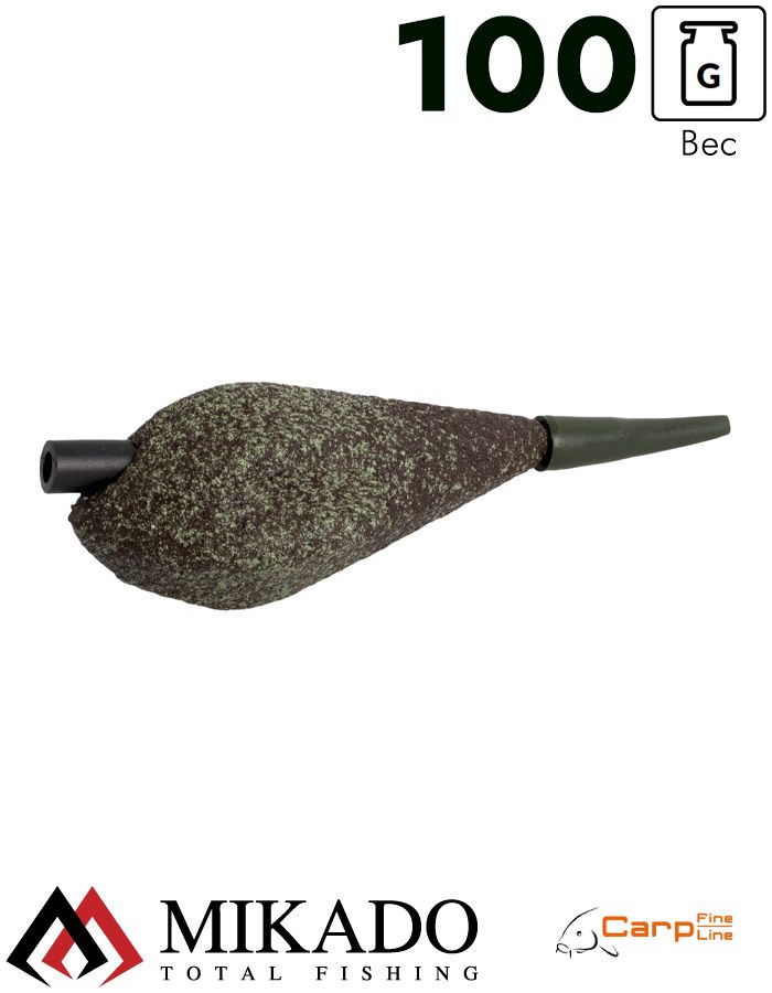 Грузило карповое сменное Mikado асимметричное (тёмно-зелёный) 22G  100 г.