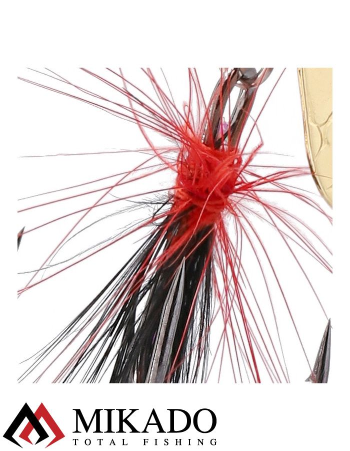 Блесна вращающаяся с кисточкой Mikado M-GRUB № 3, 9 г., GOLD/BLACK TIGER