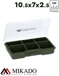 Коробочка-вкладыш Mikado UAC-CA006-H для карповых аксессуаров (10,5 х 7 х 2,5см, 6 ячеек) зелёная