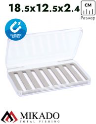 Коробочка для мормышек и мушек Mikado Fly на магнитах (18,5 x 12,5 x 2,4 см.) прозрачная