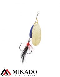 Блесна вращающаяся с кисточкой Mikado M-GRUB № 3, 9 г., GOLD/BLUE KNIGHT
