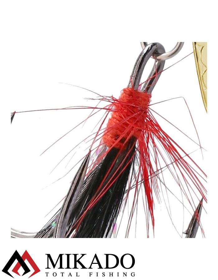 Блесна вращающаяся с кисточкой Mikado M-GRUB № 3, 9 г., GOLD/BLUE KNIGHT