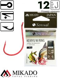 Крючки Mikado SENSUAL - KEIRYU W/RING № 12 RED (с ушком) ( 10 шт.)