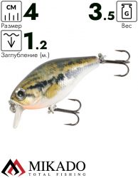 Воблер Mikado BOLD HEAD 4 см. / Y36 - плавающий, 1 м 4 см 3,5 гр