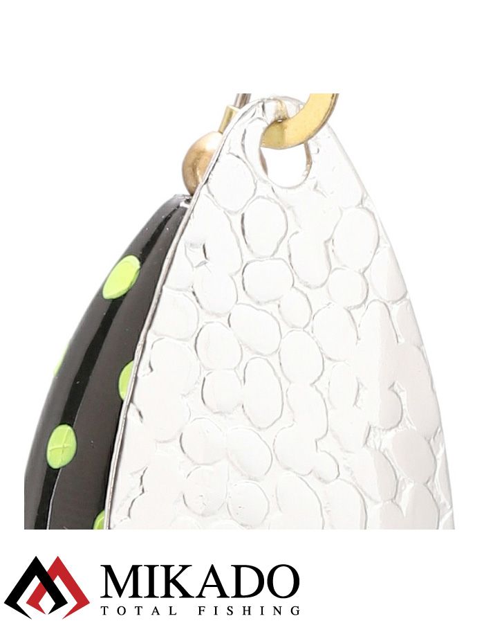 Блесна вращающаяся с кисточкой Mikado M-GRUB № 3, 9 г., SILVER/BLACK LEMON