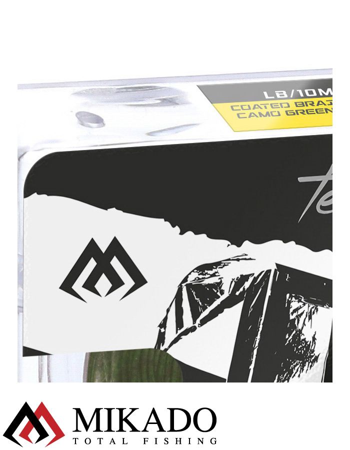 Поводочный плетеный шнур Mikado Territory COATED BRAID 35LB (10 м) зелёный-camo