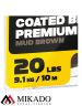 Поводочный плетеный шнур Mikado Territory COATED BRAID PREMIUM мягкий в оболочке 20LB (10 м) корич.