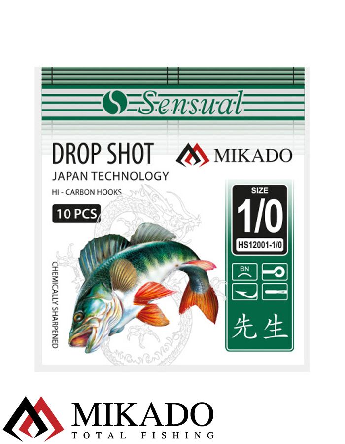 Крючки Mikado SENSUAL - DROP SHOT № 2/0 BN (с ушком) ( 10 шт.)