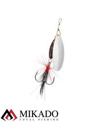 Блесна вращающаяся с кисточкой Mikado M-GRUB № 3, 9 г., SILVER/BLACK TIGER