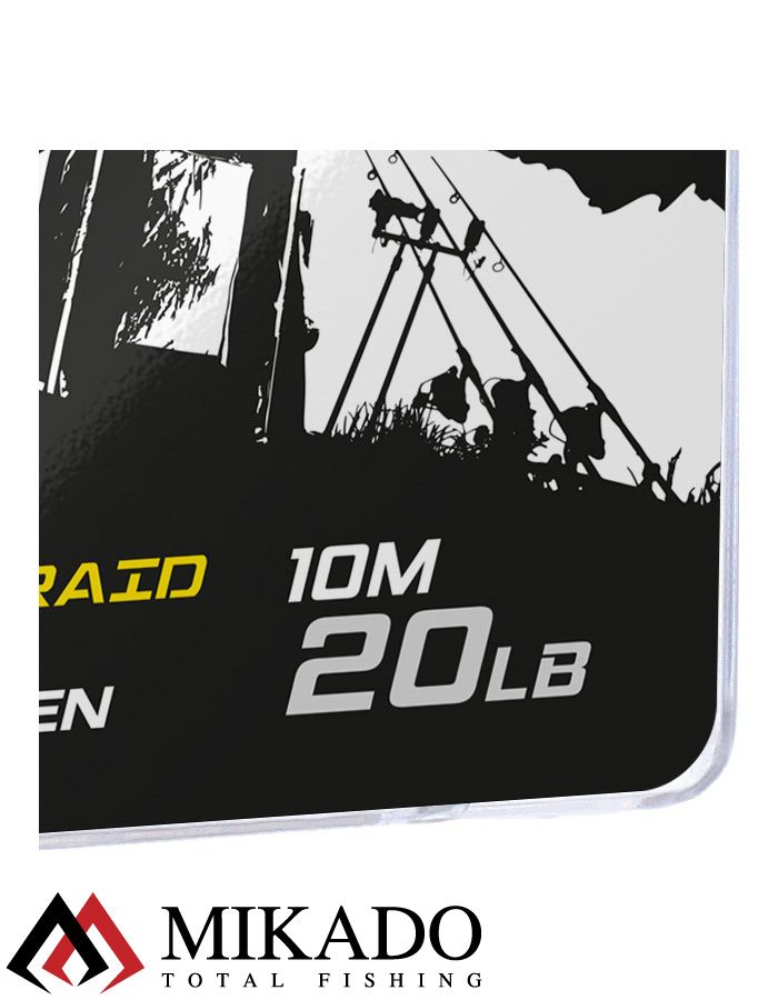 Поводочный плетеный шнур Mikado Territory COATED BRAID PREMIUM мягкий в оболочке 20LB (10 м) тём.-зел